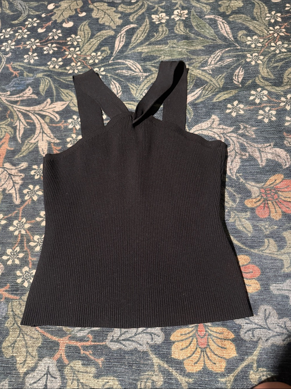 Sincerely Jules Black Ribbed Cross-Back Tank